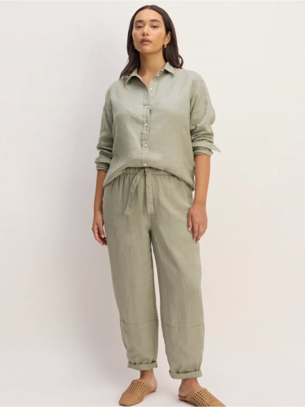 Everlane Linen Pull-On Barrel Pant Size Small